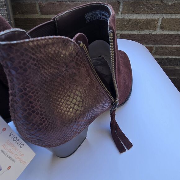 Vionic Suede Ankle Booties 322 Anne Java  Brown 10 NEW Snake Zip - Picture 16 of 16